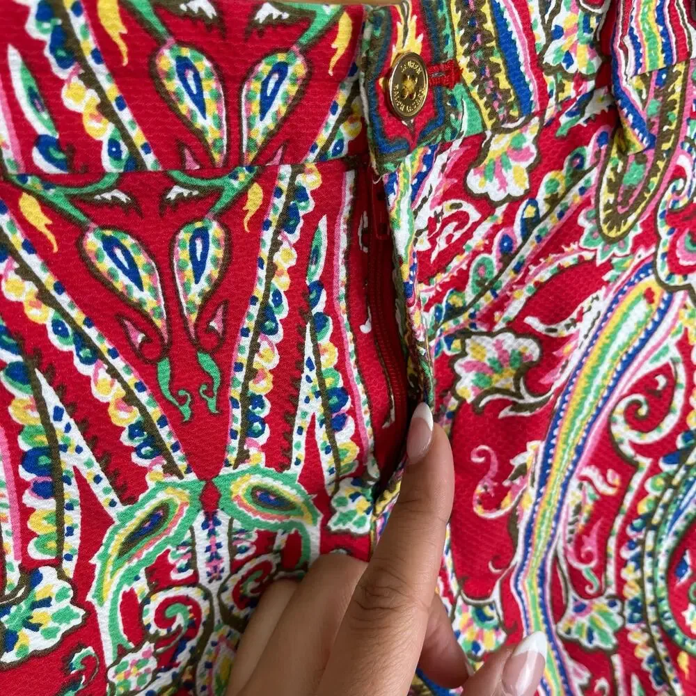 Lauren Ralph Lauren Paisley Print Shorts Size 10 Colorful Boho 100% cotton‎